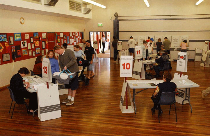A polling place during a federal election